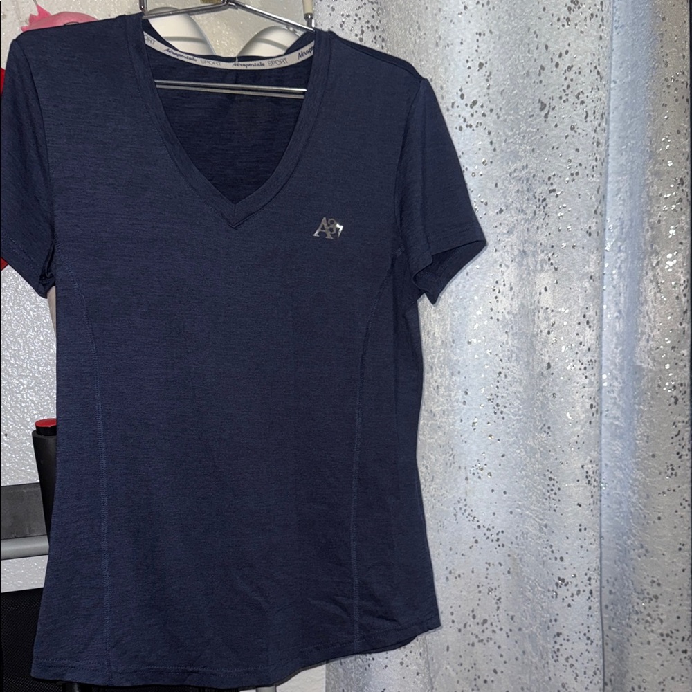 Aeropostale Navy V-Neck Short Sleeve Tee